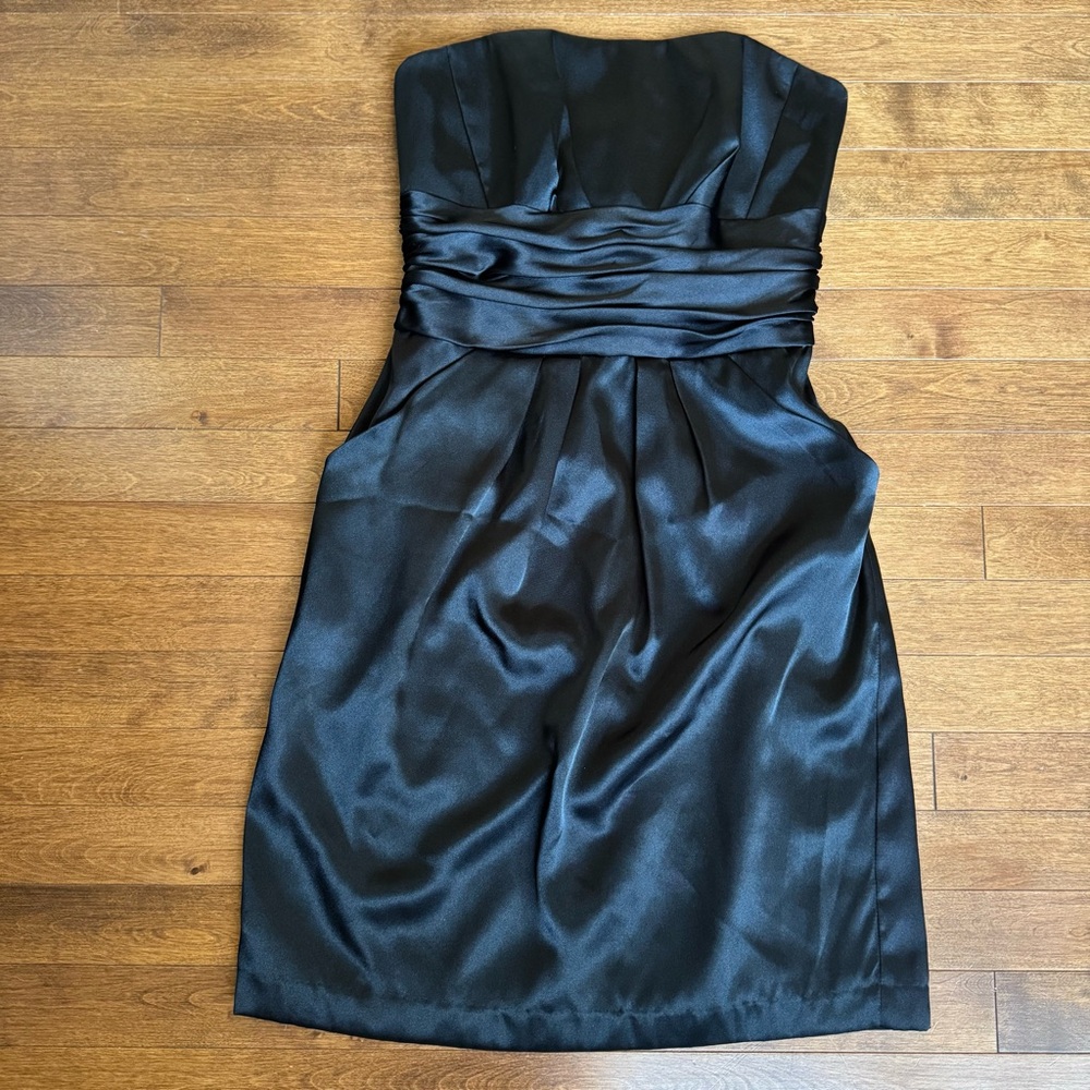 David's Bridal Strapless Black Dress